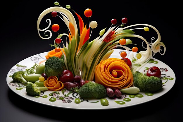 Foto abstract figuras de vegetais composição culinária artística com produtos frescos