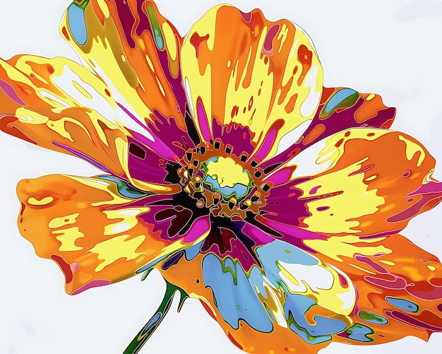 Abstract Flor em tons laranja e amarelo