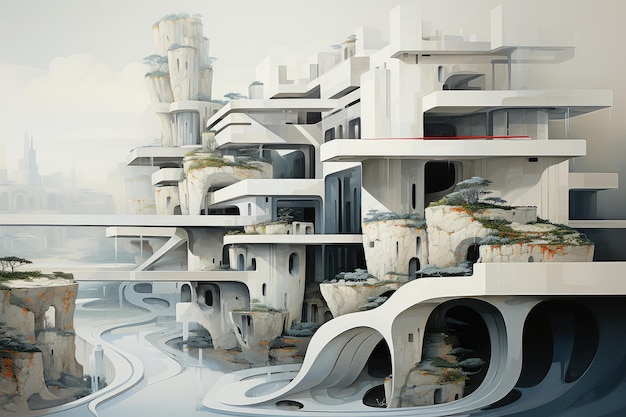 Abstract Futuristic Cityscape close-up extremo Inteligência Artificial Gerativa