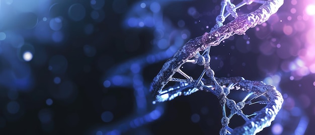 Abstract Futuristischer DNA-Strang auf glühendem Hintergrund