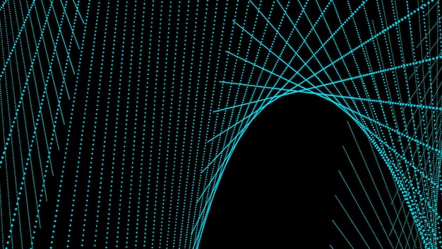 Abstract Geometric Cyberpunk Grid with Curved Lines