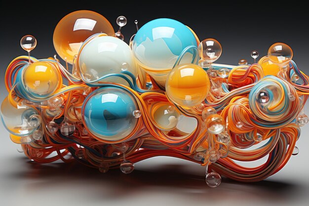 Foto abstract glass um caleidoscópio brilhante de cores em um fundo de bolas