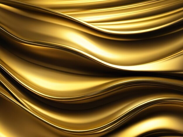 Abstract Golden Silk Fabric Waves in a Soft Fluid Motion Generative AI (Olas de tecido de seda dourado em um movimento fluido suave)