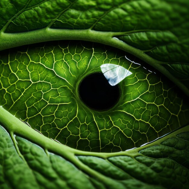 Abstract green leaves eye fundos detalhados e retratos hiperrealistas de vida selvagem