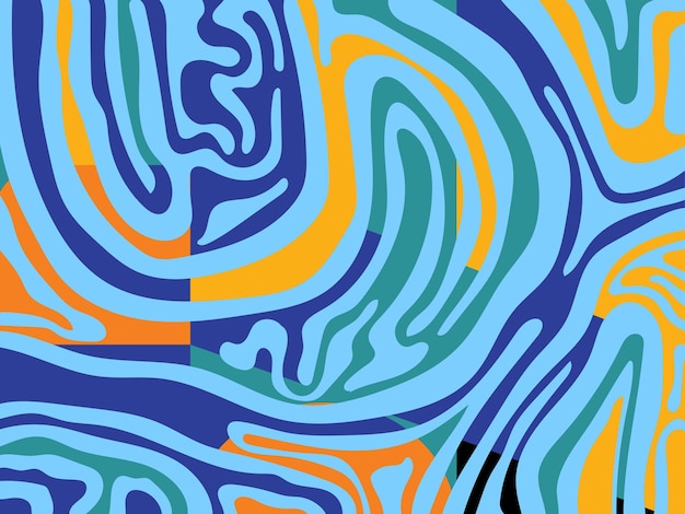 Abstract groovy hippie 70s fundo ondas coloridas vintage girar girar psicodélico listrado
