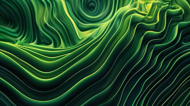 Abstract Grüner Hintergrund mit Wellenlinien Generative KI