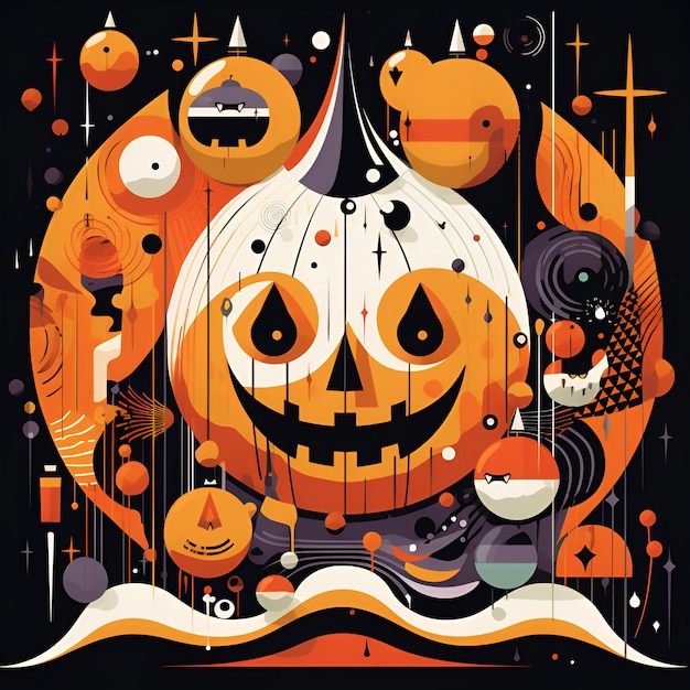 Abstract Halloween Ensemble em tons vibrantes