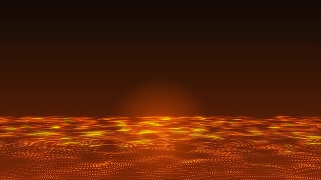 Abstract HiTech gelber Punkt und Teilchenwelle animierte Hintergrundvideo Futuristische Punktwellenanimation Hintergrund 3D-Animation 4K-Video