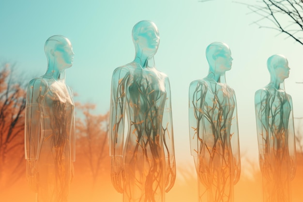 Abstract Hyperrealistische 3D-Rendering-Kunst des futuristischen menschlichen Plantagenkonzepts