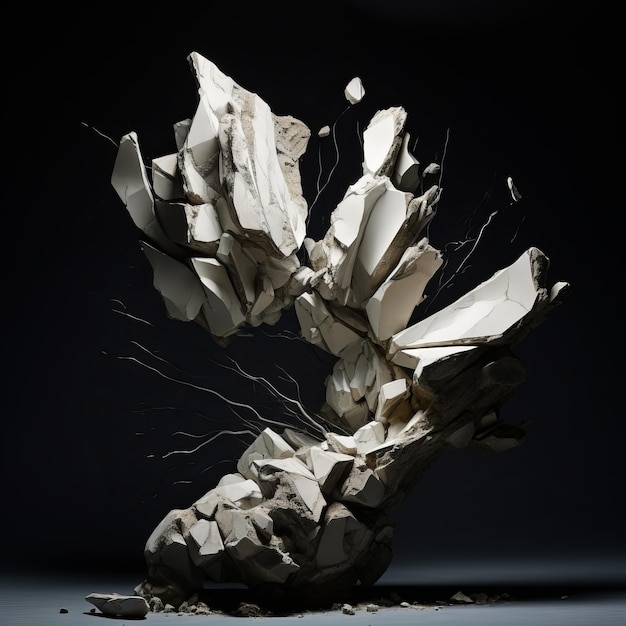 Abstract Hyperrealistischer gebrochener Marmor Eine einzigartige dunkle Komposition mit dramatischen Tönen und Hintergrund