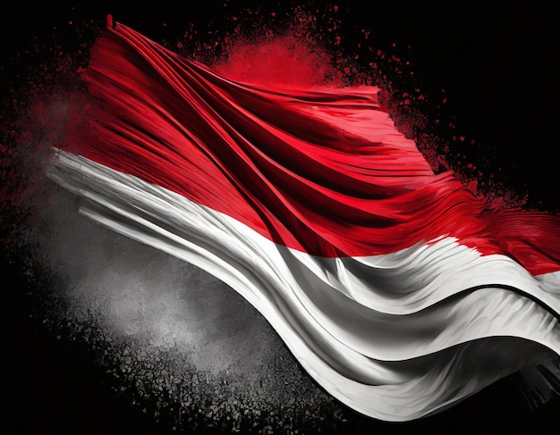 Abstract Indonesische Flagge auf schwarzem Hintergrund