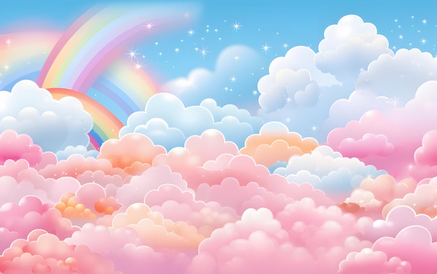 Abstract Kawaii Farbiger Himmel Regenbogen Hintergrund