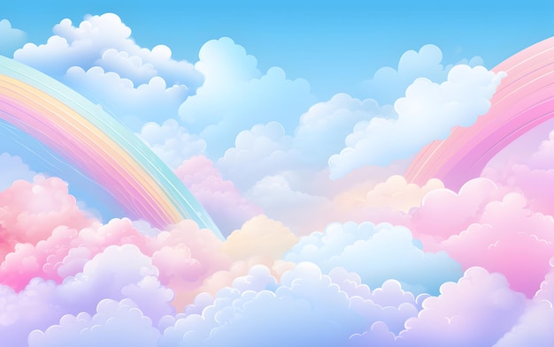 Abstract Kawaii Farbiger Himmel Regenbogen Hintergrund