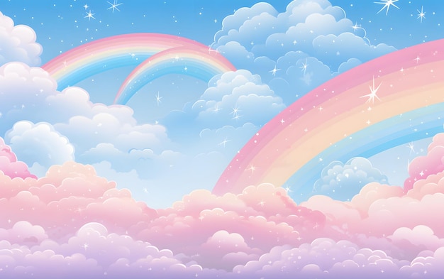 Abstract Kawaii Farbiger Himmel Regenbogen Hintergrund