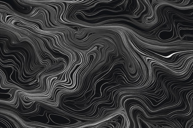 Abstract Kontur Topografisches Linienmuster in Schwarz-Weiß