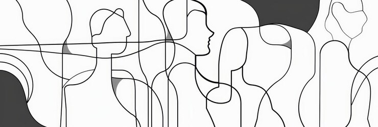 Foto abstract line art with faces uma obra de arte abstrata minimalista com rostos desenhados com l contínuo