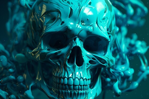 Foto abstract liquid turquoise skull liquid turquoiseth 00047 00