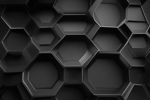 Foto abstract luxury dark hexagons schwarzer hintergrund 2d futuristische technologie-konzept