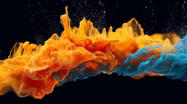 Abstract Makro-Slow-Motion-Aufnahme von Blau und Orange