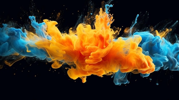 Abstract Makro-Slow-Motion-Aufnahme von Blau und Orange