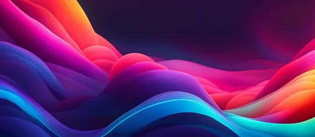 Abstract Neon Waves Background Arte digital colorida Arte de parede de design moderno minimalista suave