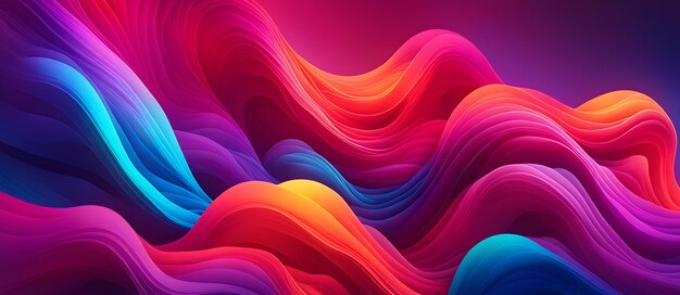 Abstract Neon Waves Background Arte digital colorida Arte de parede de design moderno minimalista suave