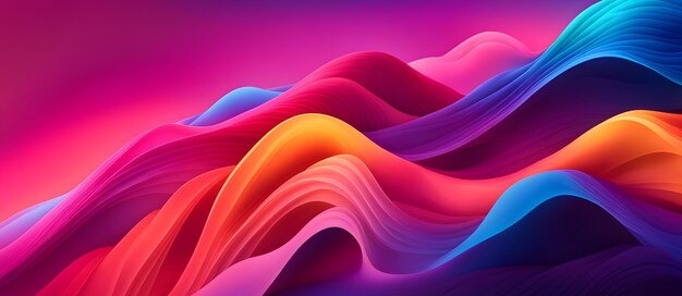 Abstract Neon Waves Background Arte digital colorida Arte de parede de design moderno minimalista suave