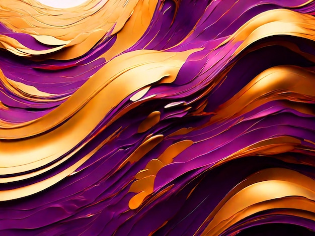 Abstract ondas roxas e douradas hd 4k download de fundo