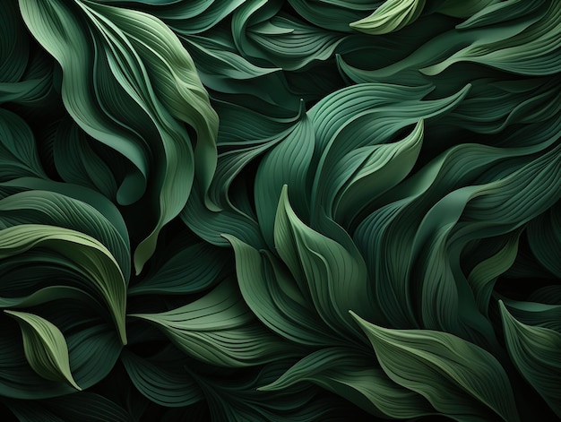 Abstract Organische dunkelgrüne wellende Blätter Textur Generative KI