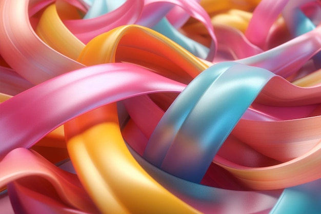 Abstract Ribbons Pastel 3D rendering 3D ultra realista motor irreal 8k ultra AI gerador