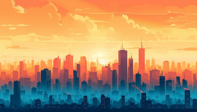 Abstract Skyline Vector Detaillierte Weltbau in Orange