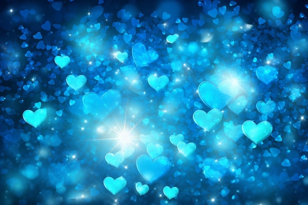 Foto abstract sparkle blue hearts background