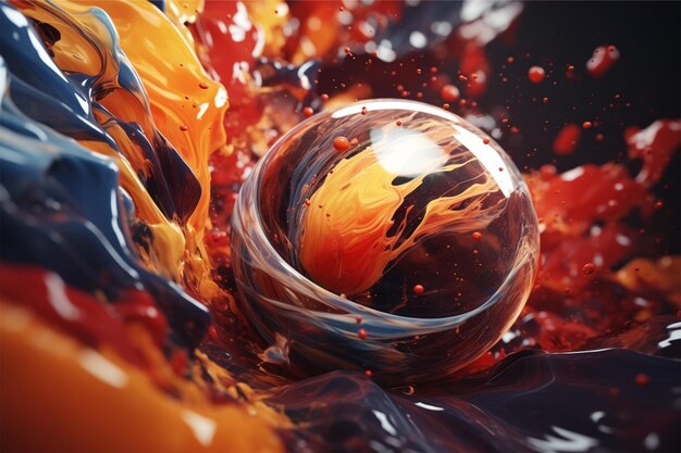 Foto abstract splash e bola 3d