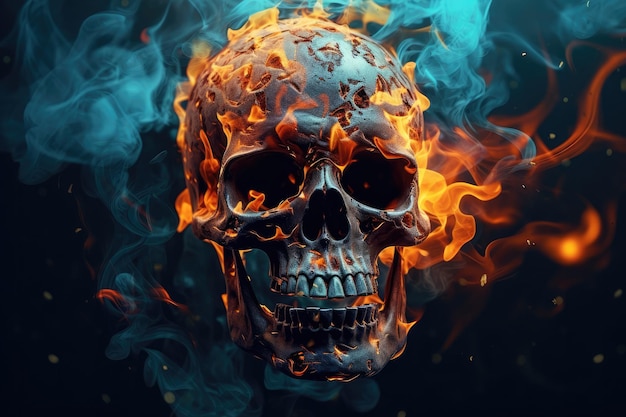 Abstract Surreal Smoky Skull em forma de arte digital