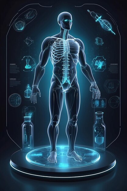 Abstract Tecnología médica futurista con hologramas que da forma al futuro de la medicina