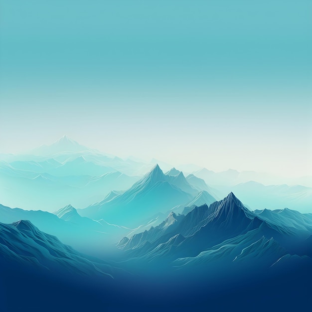 abstract valle sin costuras en el cielo azul y el paisaje de la niebla montaña en el estilo de alto detallado