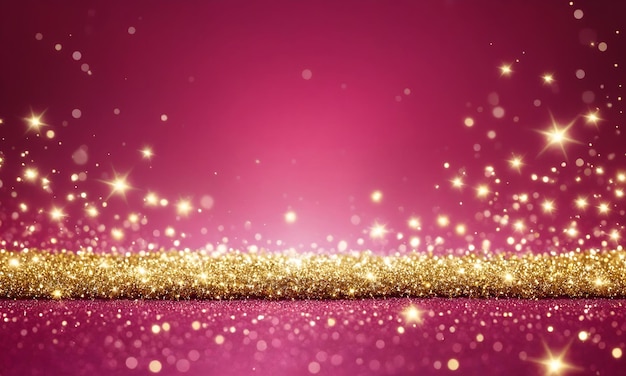Foto abstract weihnachtsbanner-hintergrund kleine glänzende glittersterne auf magenta-rosa hintergrund mit bo