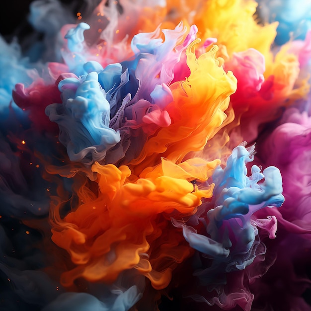 Abstracta tinta colorida y ondas de humo