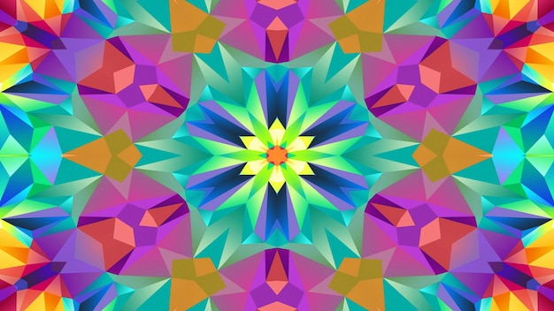 Abstracte farbenfrohe symmetrische Muster dekorative Kaleidoskopbewegungen geometrische Kreise und Sternformen