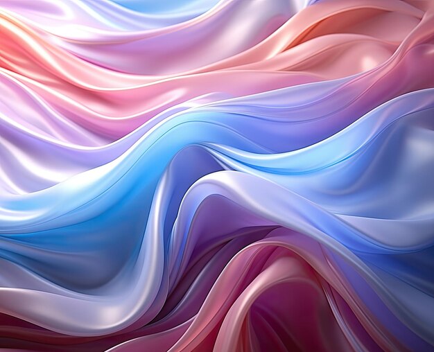 Abstracto 3D digital flujo de ondas papel tapiz estilo holograma colores pastel con púrpura violeta rosa