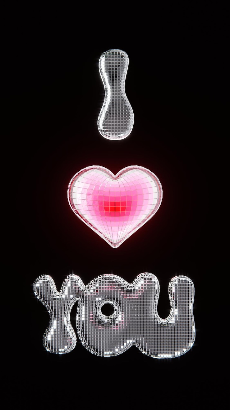 Foto abstracto 3d fondos verticales valentín corazón disco bola infográfico i love you publicidad de neón rosa gradiente aura retro groovy festivo aniversario postal romántico teléfono fondo de pantalla de las redes sociales