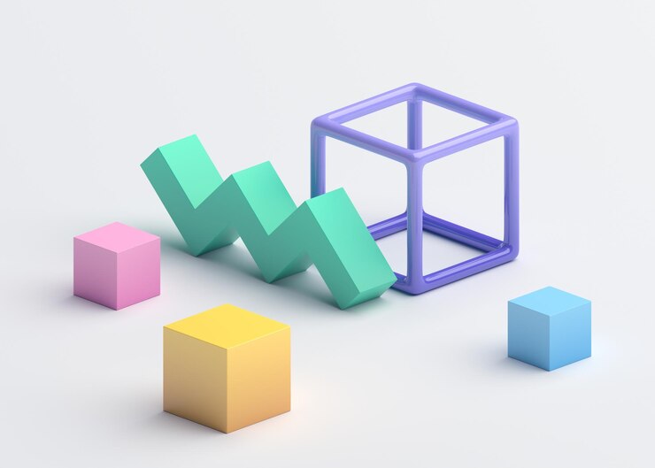 Foto abstracto 3d render colorido composición geométrica diseño de fondo con cubos