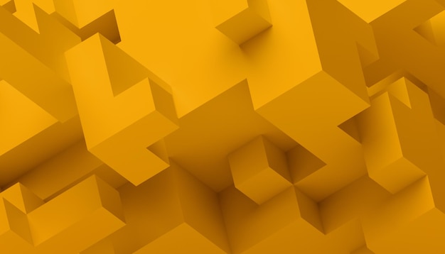 Abstracto 3d renderizado diseño de fondo geométrico amarillo con cubos