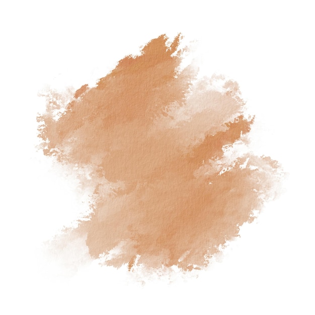 Abstracto acuarela dinámica mancha de color naranja sucia en fondo transparente en acuarela