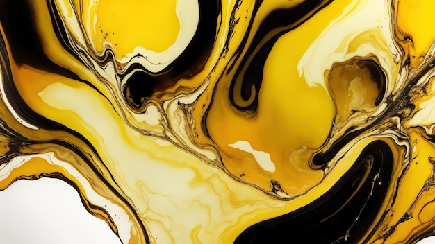 Abstracto Amarillo Arte fluido de lujo natural Pintura con tinta de alcohol Fondo