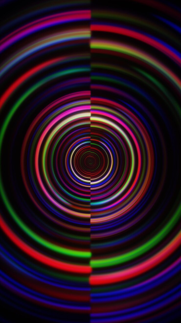 Foto abstracto arcos de luz de neón minimalistas en un fondo oscuro