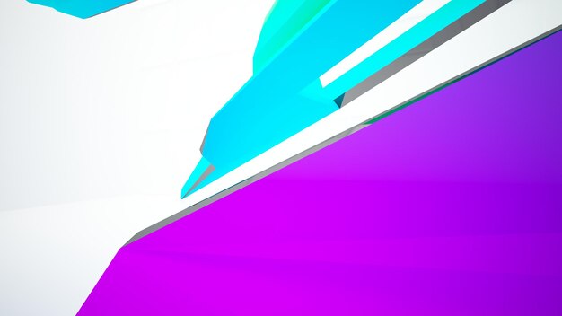 Abstracto arquitectónico blanco y vidrio interior de color gradiente de una casa minimalista