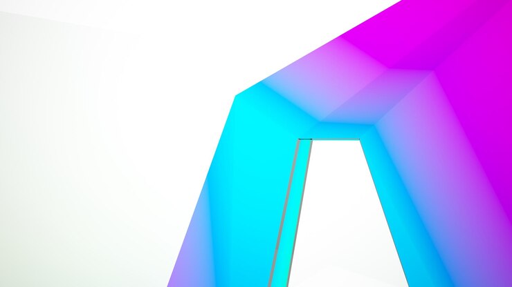 Foto abstracto arquitectónico blanco y vidrio interior de color gradiente de una casa minimalista