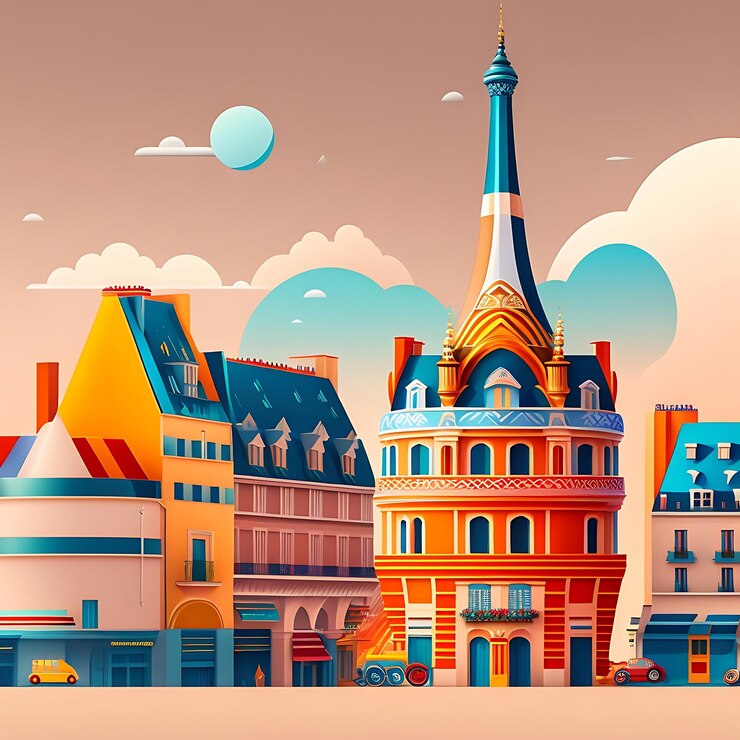 Foto abstracto arquitetura da cidade de paris, frança ilustração da torre eiffel arte conceitual