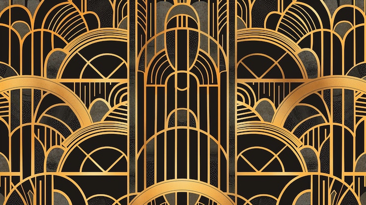 Foto abstracto art deco luxury golden vine pattern com intrincadas linhas geométricas